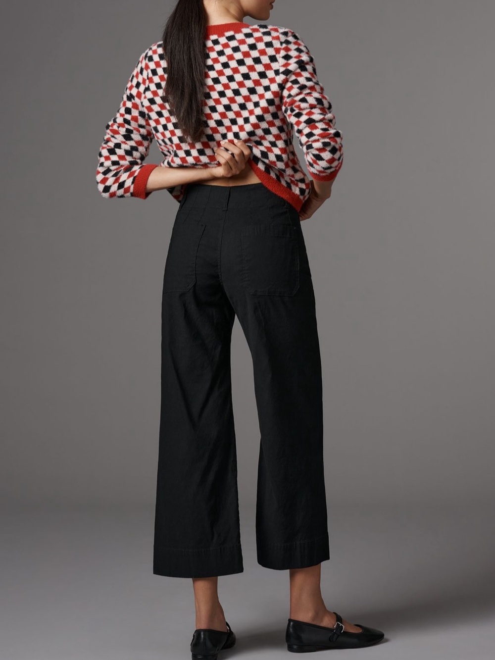 Maeve The Colette Black Wide-Leg Crop Pants